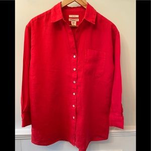 Christian Siriano 100% Red Linen Blouse,  Size X Small